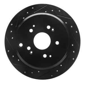 Honda Odyssey Brake Rotor (1) - Rear Left - R1 Concepts - Drilled & Slotted - Black - `02-`04